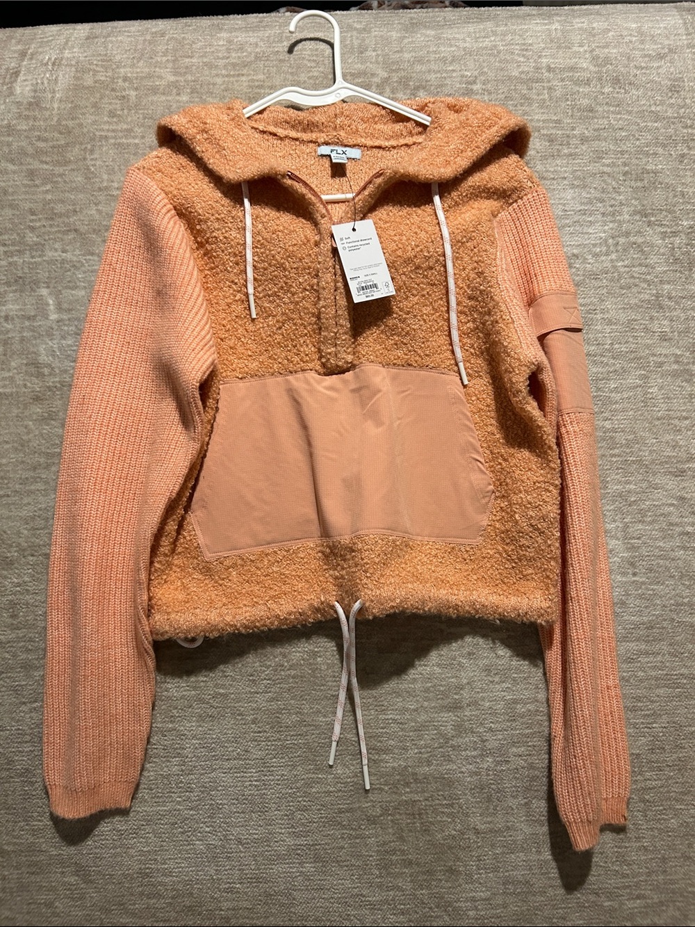 FLX Peach Sherpa Hooded Pullover Sweatshirt